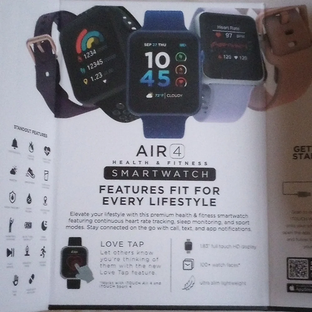 NWT iTouch Wearables Air 4 Smartwatch Black